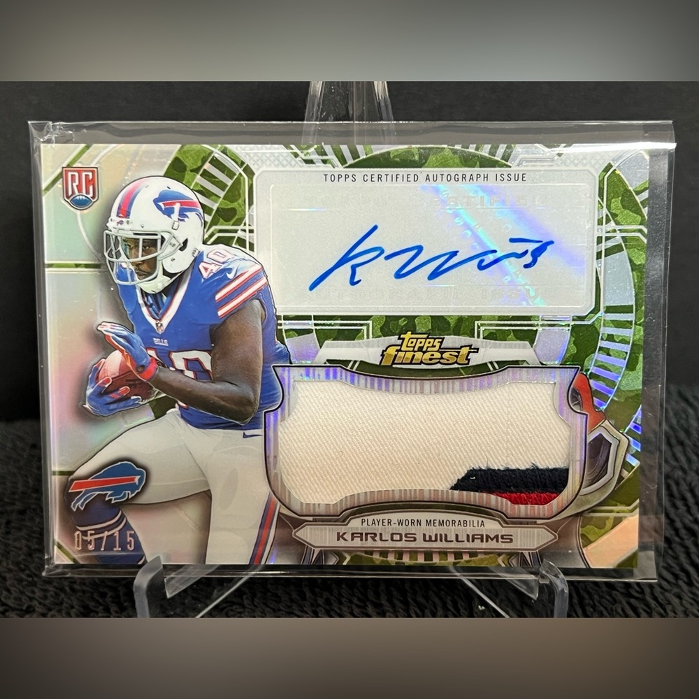 2015 Topps Finest Rookie Camo Refractor /15 Karlos Williams RPA Patch Auto RC
